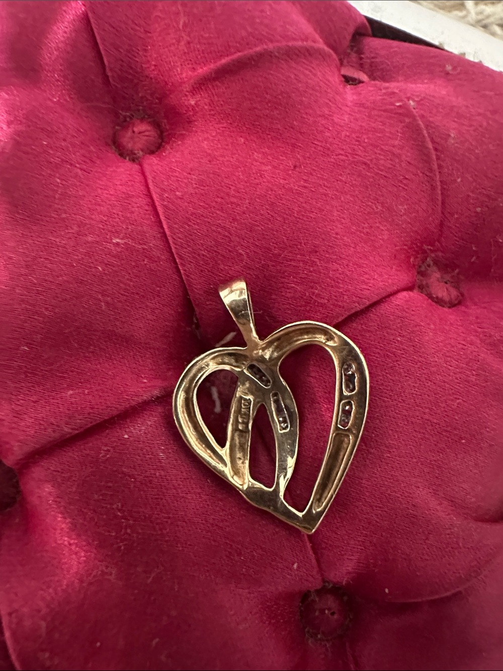 Gold Heart Pendant Necklace Charm with Baguette Accents - Gold - Picture 2 of 2